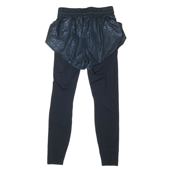 ATHLETA Black Rainier 2 in 1 Tight Leggings Shorts Athleisure Womens - Picture 8 of 10